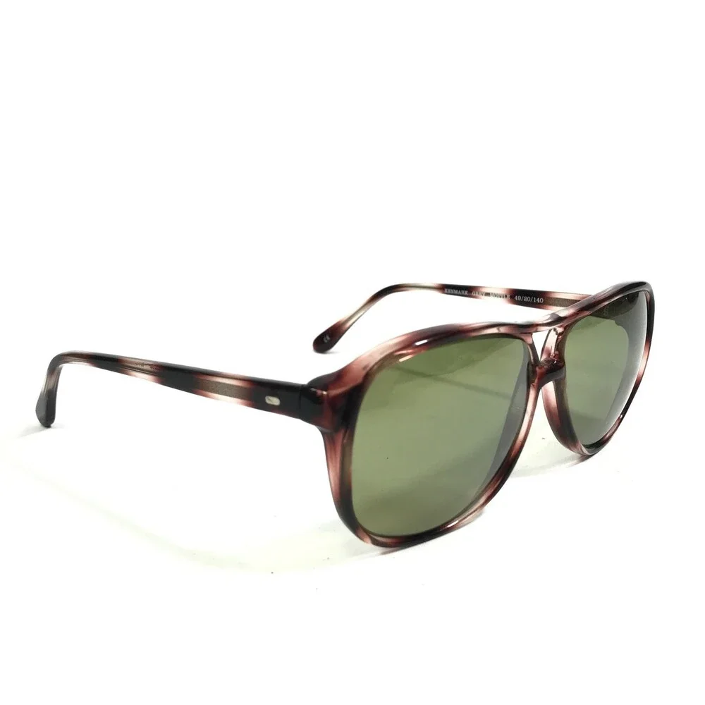 Kenmark Sunglasses REGGIE GREY MOTTLE Brown Pink Round Frames w/ Green Lenses